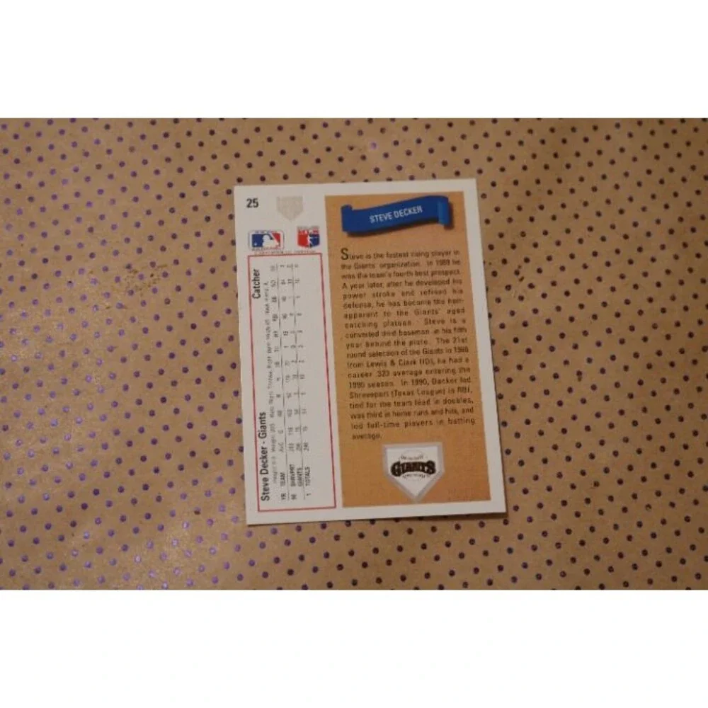 Steve Decker #25 Baseball Card (1990)